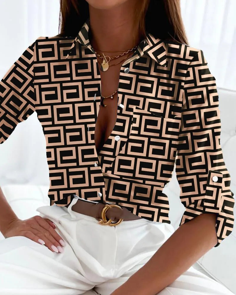 Women’s Blouse | V-Neck Graphic Pattern 2