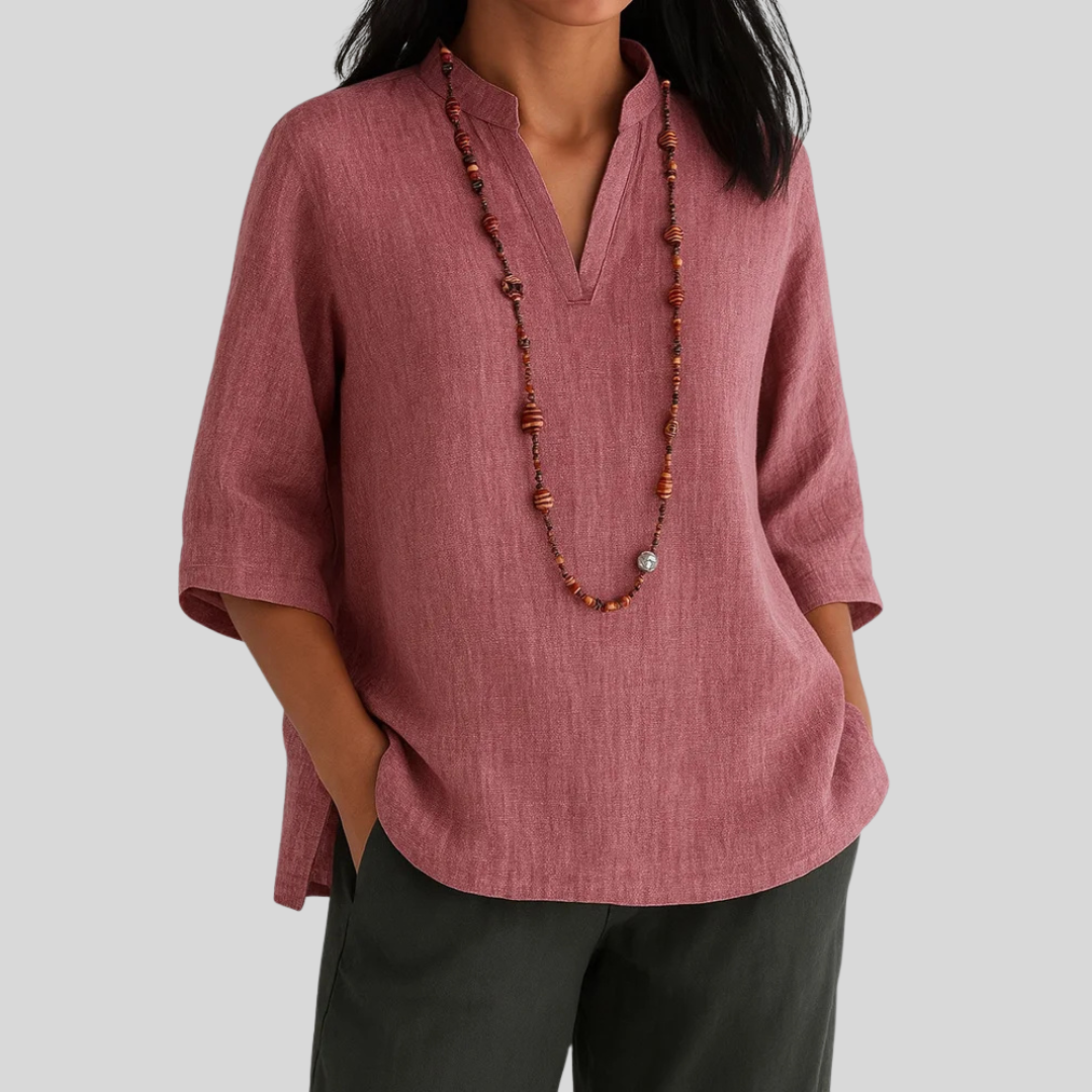 Women’s Blouse | V-Notch Three-Quarter Sleeve 3