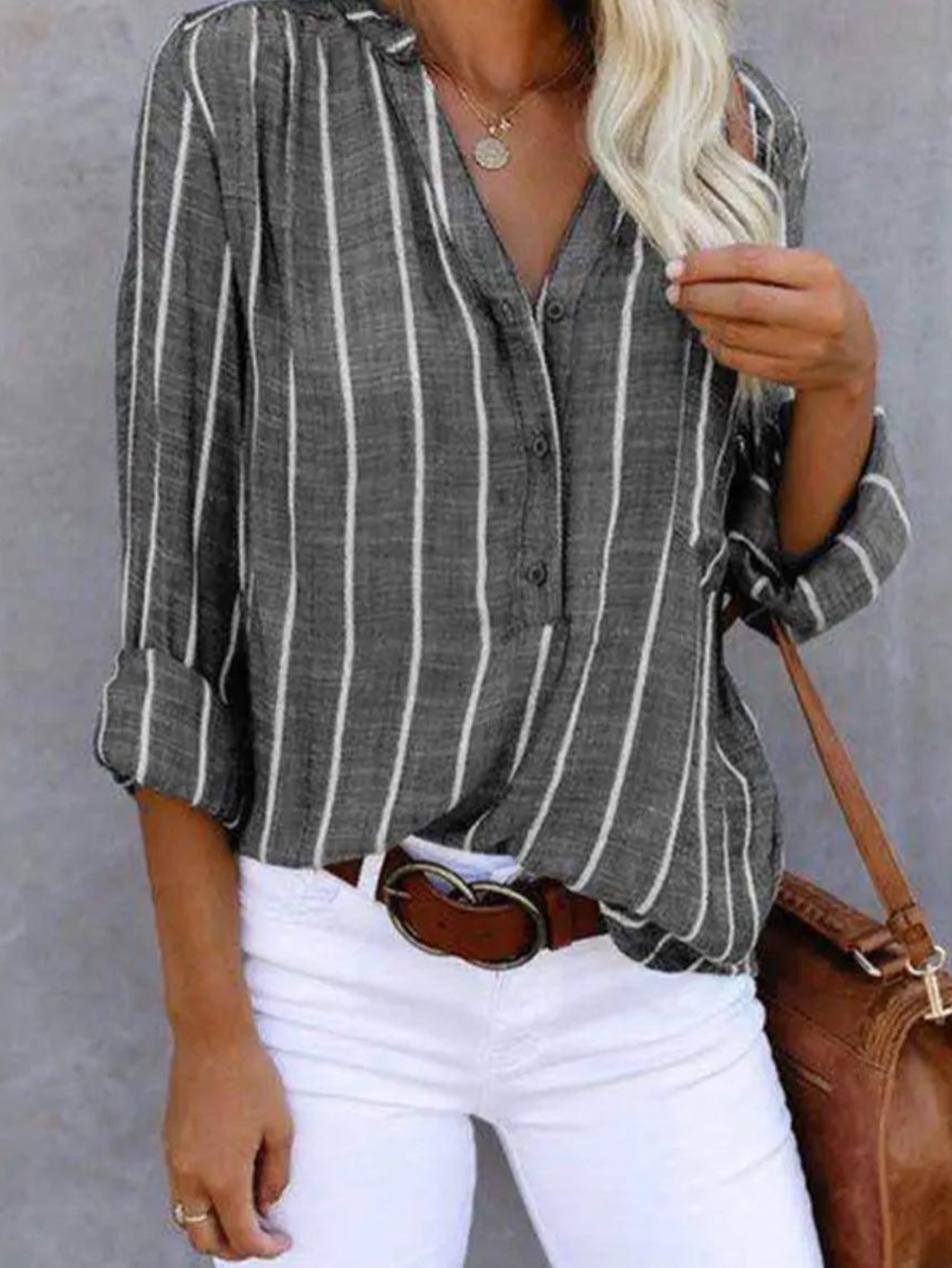 Women’s Blouse | Vertical Stripe Casual 0