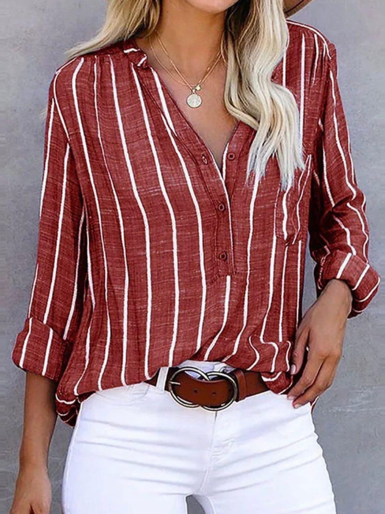Women’s Blouse | Vertical Stripe Casual 1