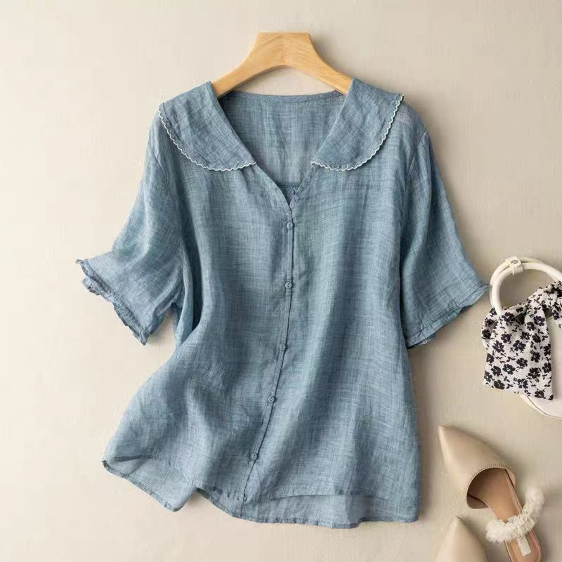 Women's Blouse |  Button Front Scalloped Collar 2
