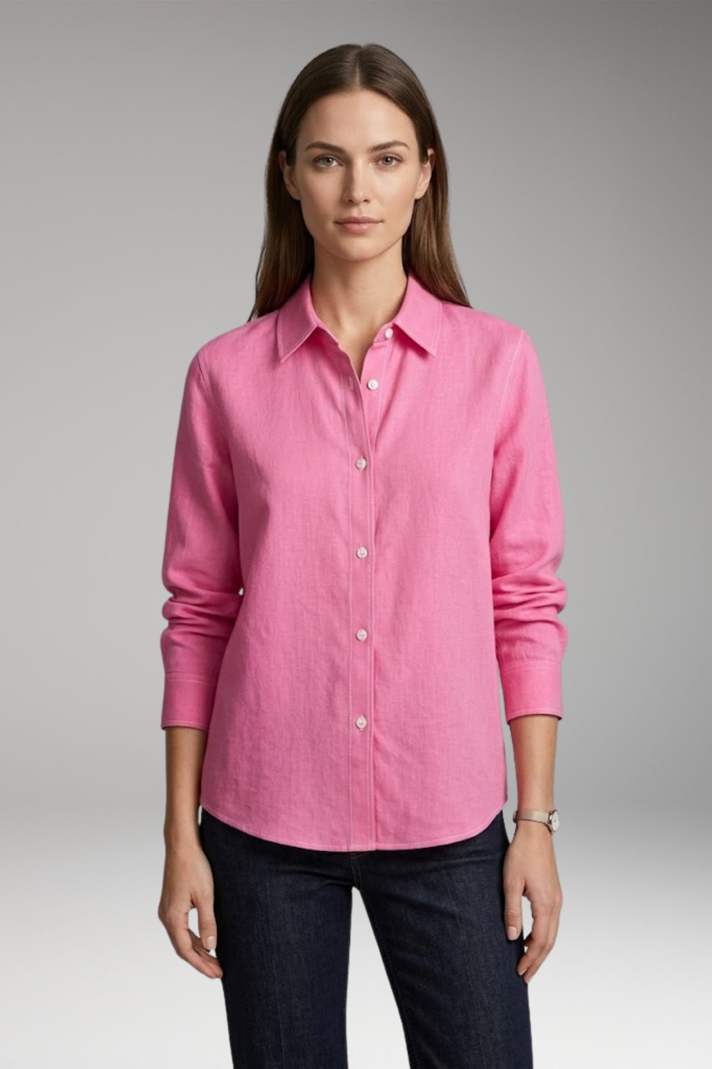 Women's Blouse with Button Closure and Collar Neckline 0