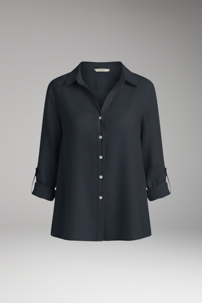 Women's Blouse with Long Sleeves and Button Placket 1