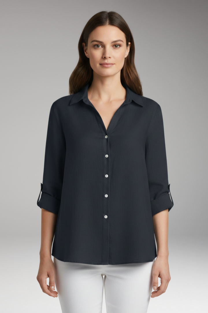 Women's Blouse with Long Sleeves and Button Placket 2