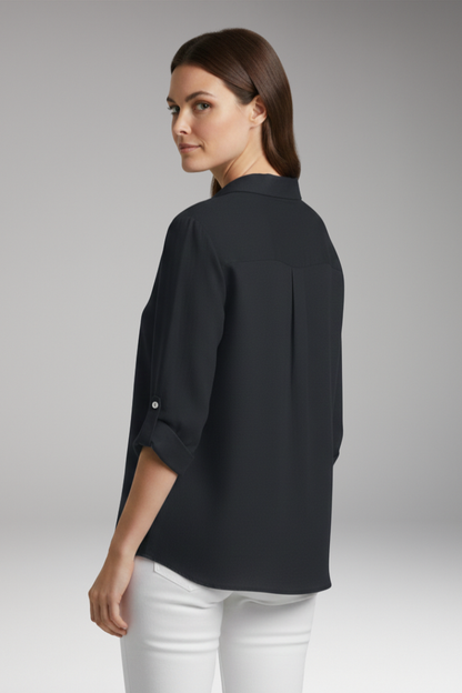Women's Blouse with Long Sleeves and Button Placket 4