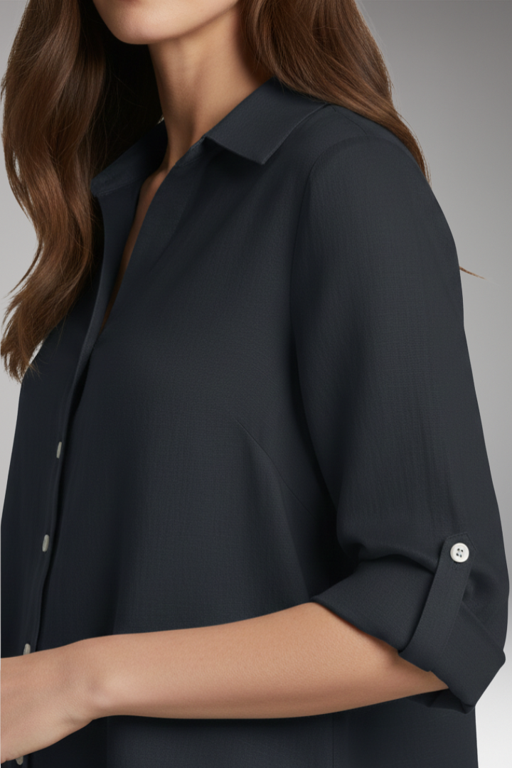 Women's Blouse with Long Sleeves and Button Placket 6