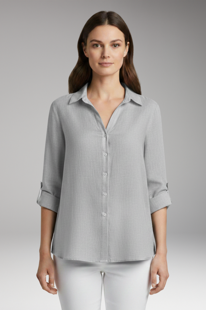 Women's Blouse with Long Sleeves and Button Placket 7