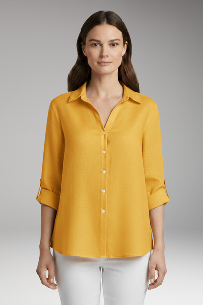 Women's Blouse with Long Sleeves and Button Placket 8