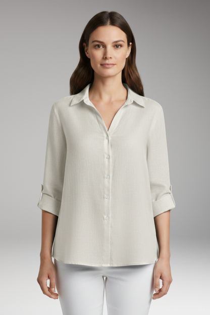 Women's Blouse with Long Sleeves and Button Placket 9
