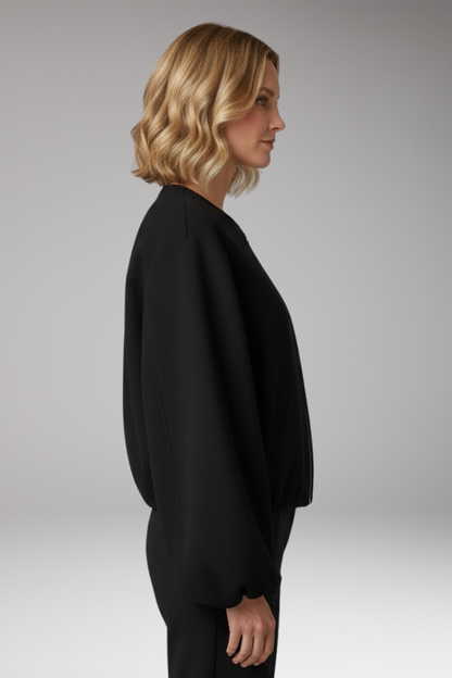Women's Bomber Jacket with Zipper and Elastic Fit 2