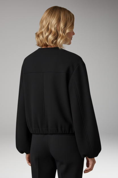 Women's Bomber Jacket with Zipper and Elastic Fit 4