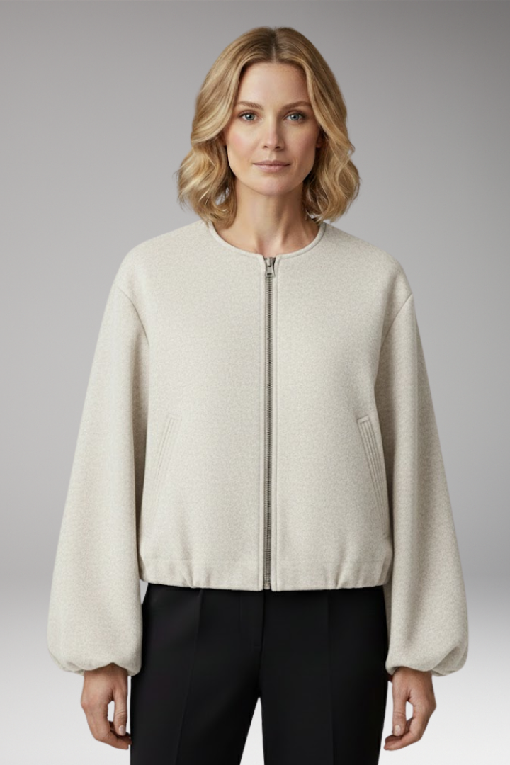 Women's Bomber Jacket with Zipper and Elastic Fit 7