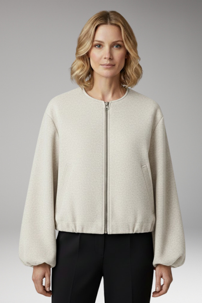 Women's Bomber Jacket with Zipper and Elastic Fit 7