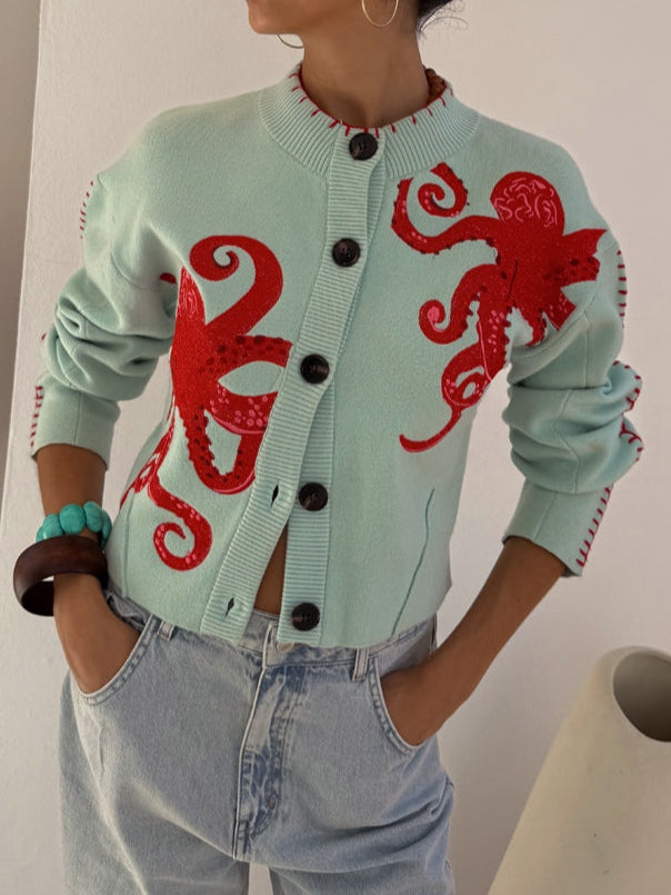Women’s Cardigan | Octopus Pattern Knit 0