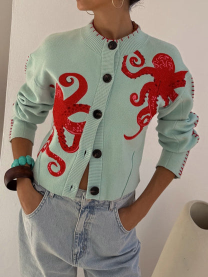 Women’s Cardigan | Octopus Pattern Knit 0