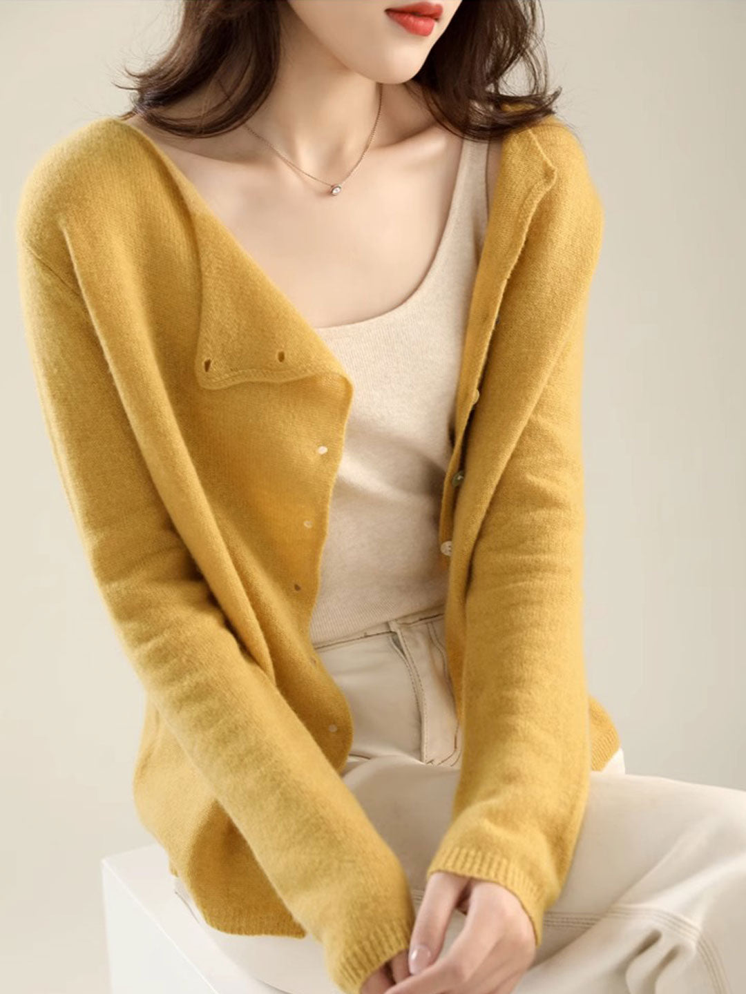 Women's Cardigan |  V-Neck Button Closure 2