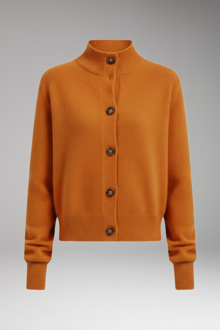 Women's Cardigan with High Neckline and Button Closure 1