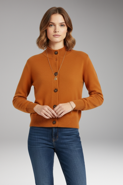 Women's Cardigan with High Neckline and Button Closure 2