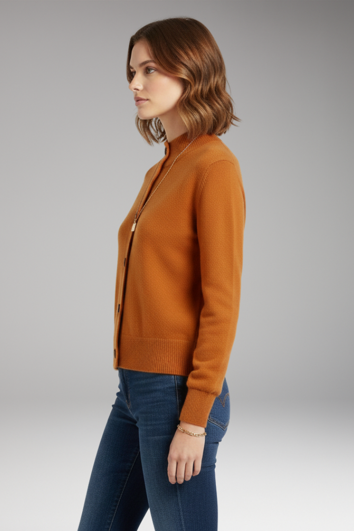Women's Cardigan with High Neckline and Button Closure 3