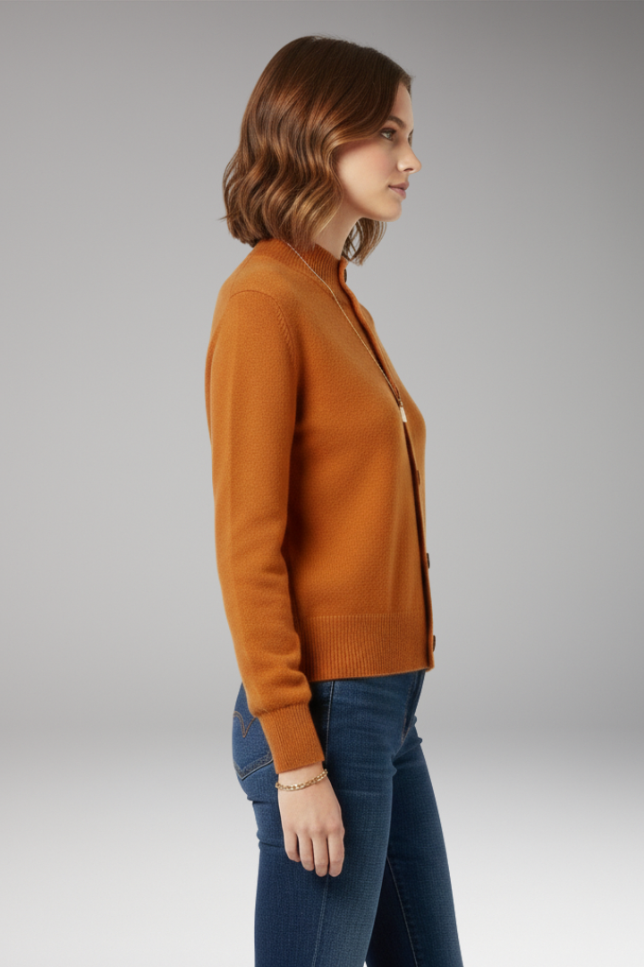 Women's Cardigan with High Neckline and Button Closure 4