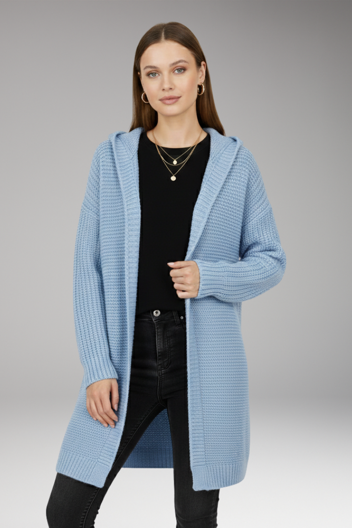 Women's Cardigan with Hood and Textured Knit 10
