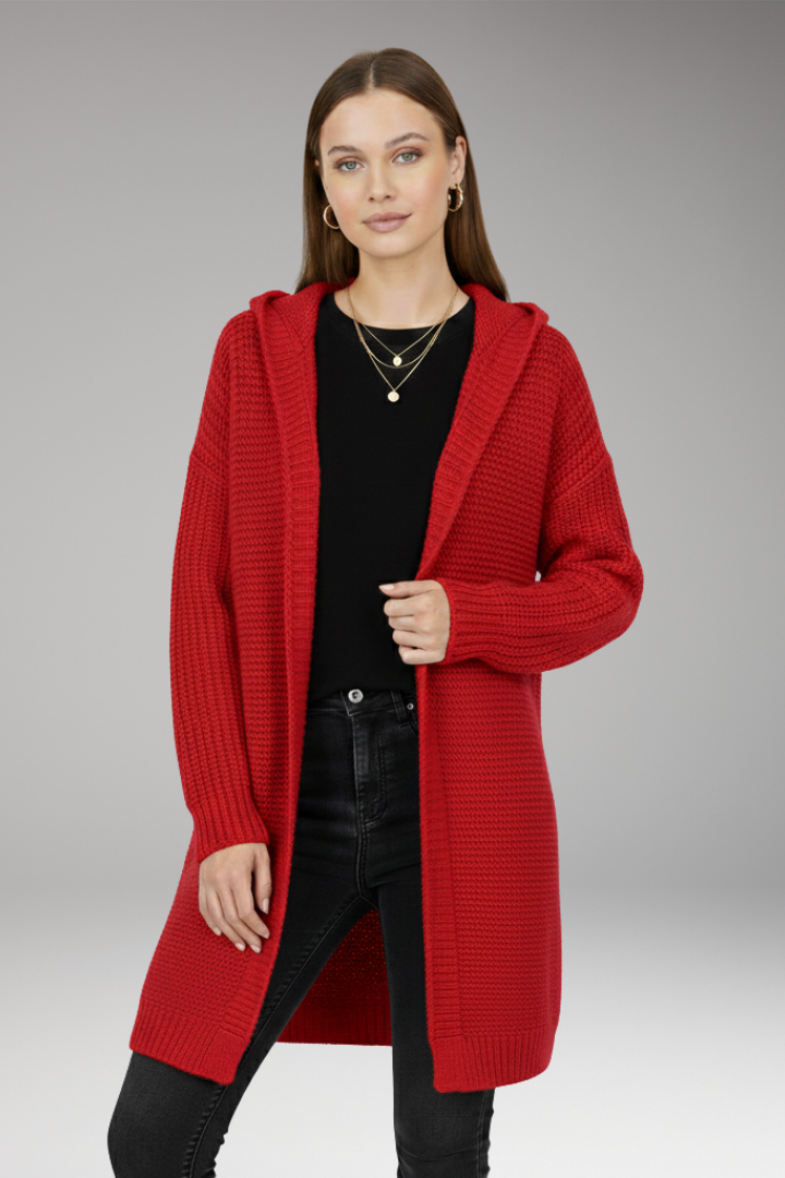 Women's Cardigan with Hood and Textured Knit 11