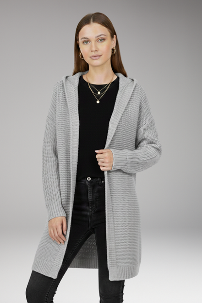Women's Cardigan with Hood and Textured Knit 13