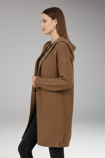 Women's Cardigan with Hood and Textured Knit 2