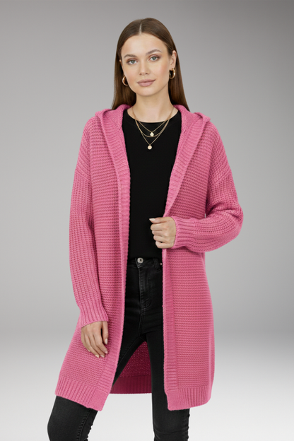 Women's Cardigan with Hood and Textured Knit 7