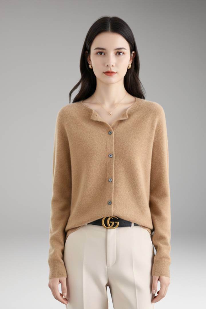 Women's Cardigan with V-Neck and Front Buttons 17