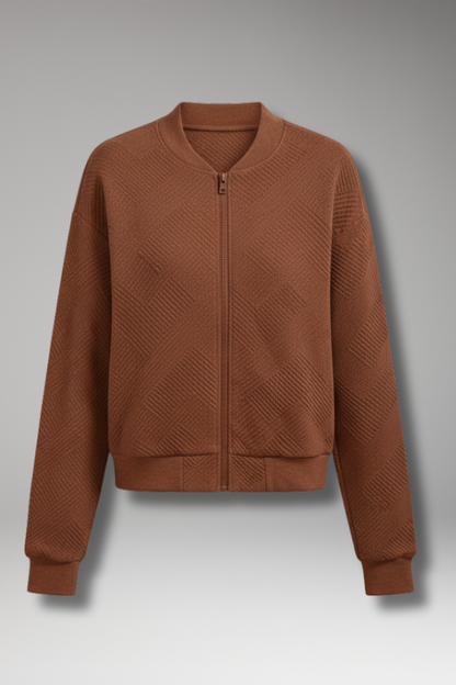 Women's Cardigan with Zip Closure and Ribbed Hem 1