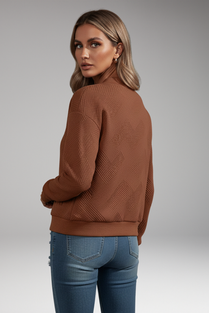 Women's Cardigan with Zip Closure and Ribbed Hem 3