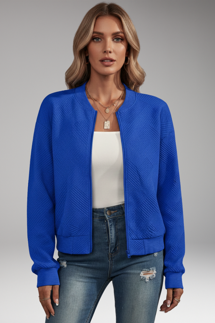 Women's Cardigan with Zip Closure and Ribbed Hem 5