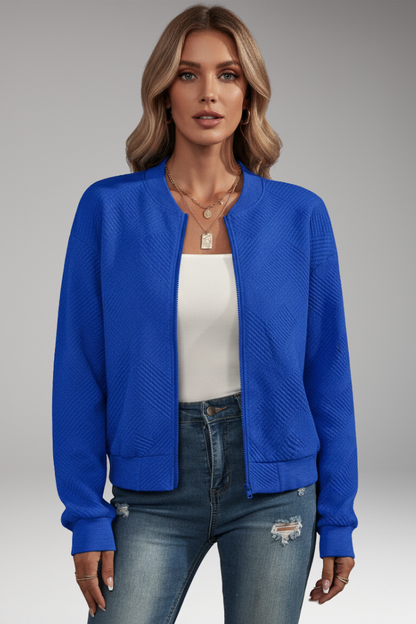 Women's Cardigan with Zip Closure and Ribbed Hem 5