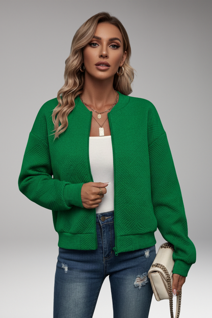 Women's Cardigan with Zip Closure and Ribbed Hem 6