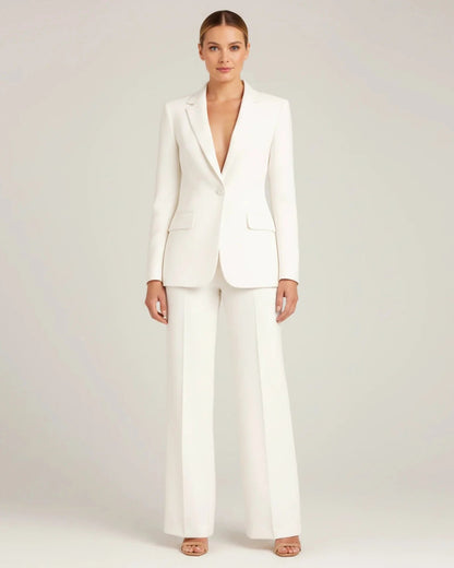 Women's Chic Tailored Long Blazer Suit Set 0