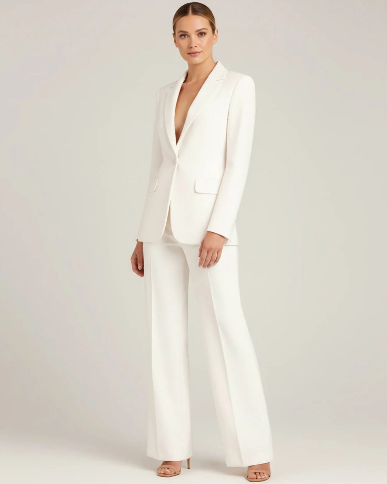 Women's Chic Tailored Long Blazer Suit Set 2
