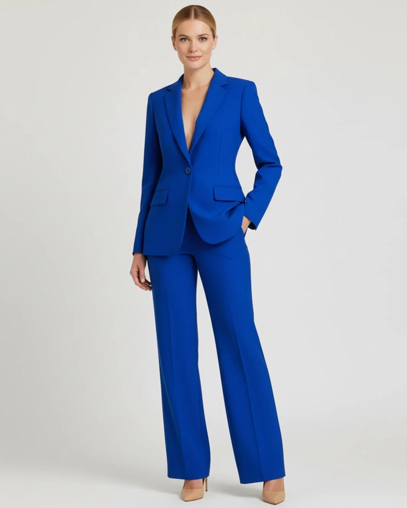 Women's Chic Tailored Long Blazer Suit Set 7