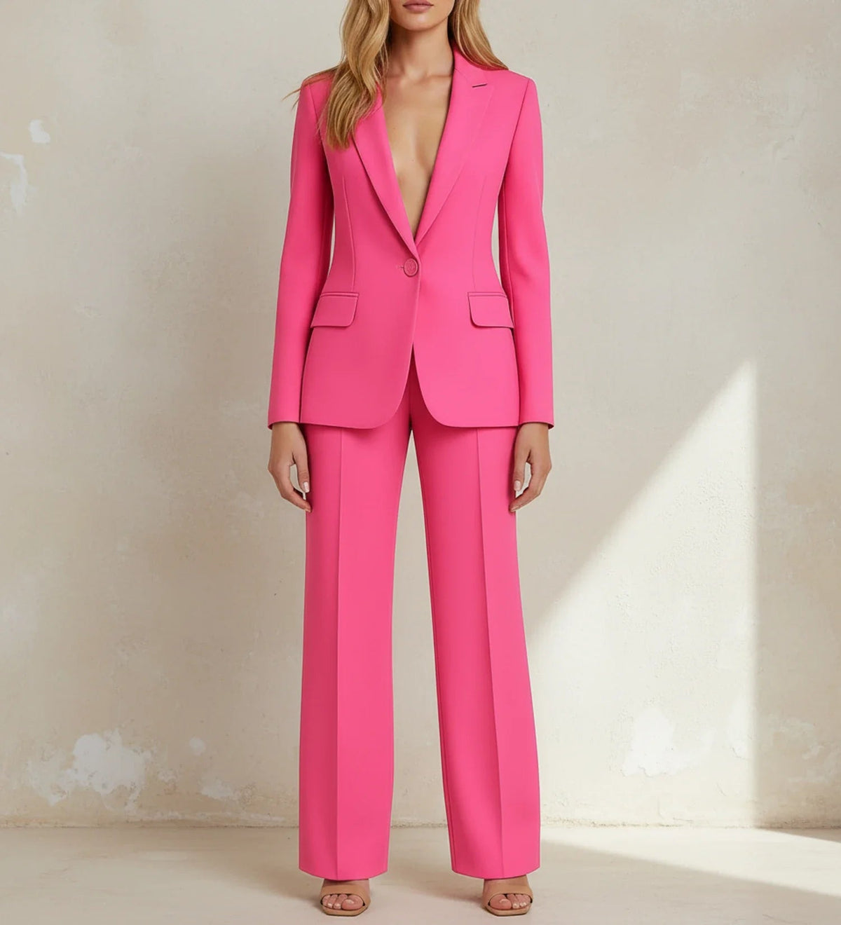 Women's Chic Tailored Long Blazer Suit Set 9