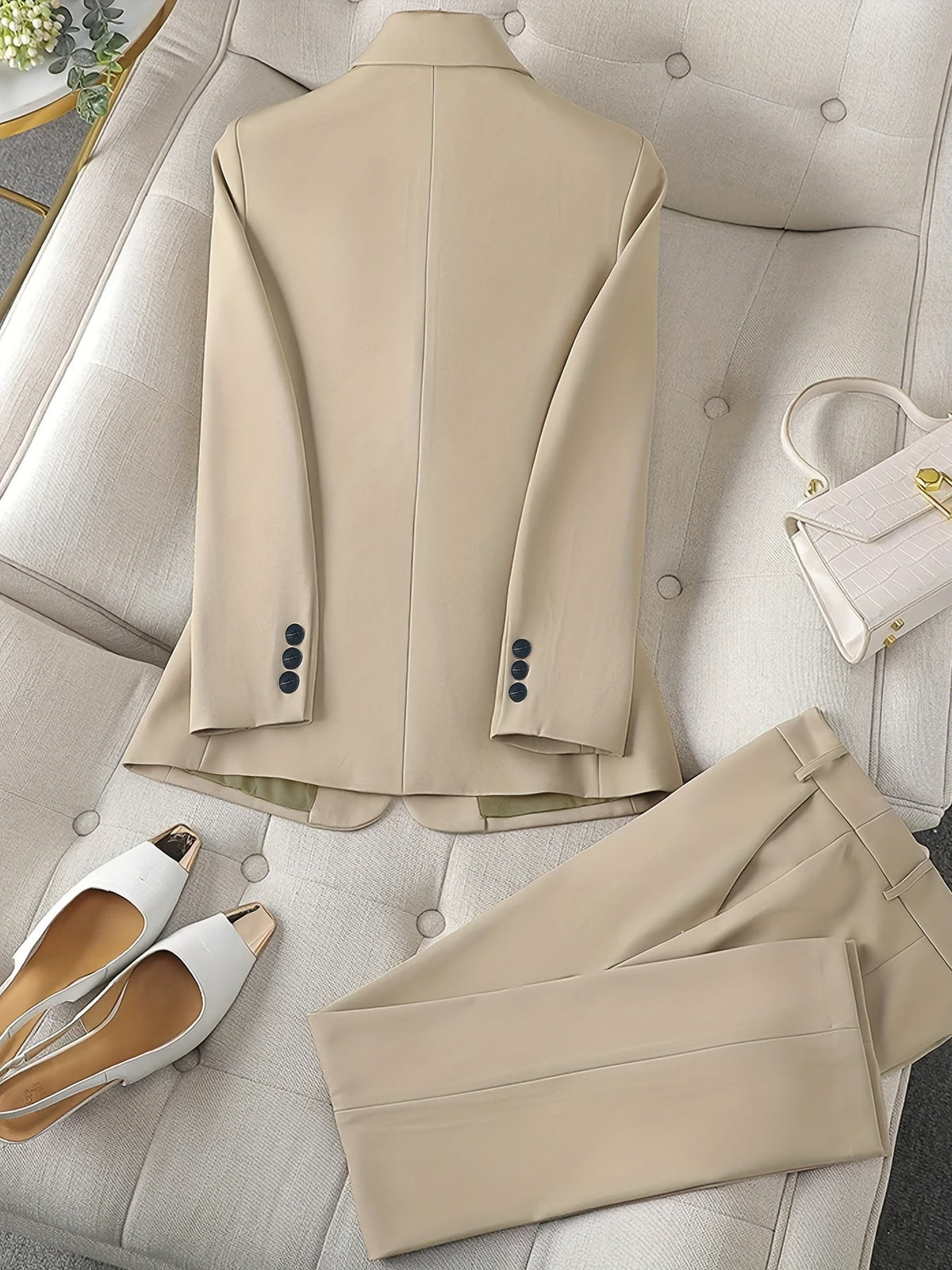 Women's Two Piece Set | Notch Lapels, One-Button Blazer