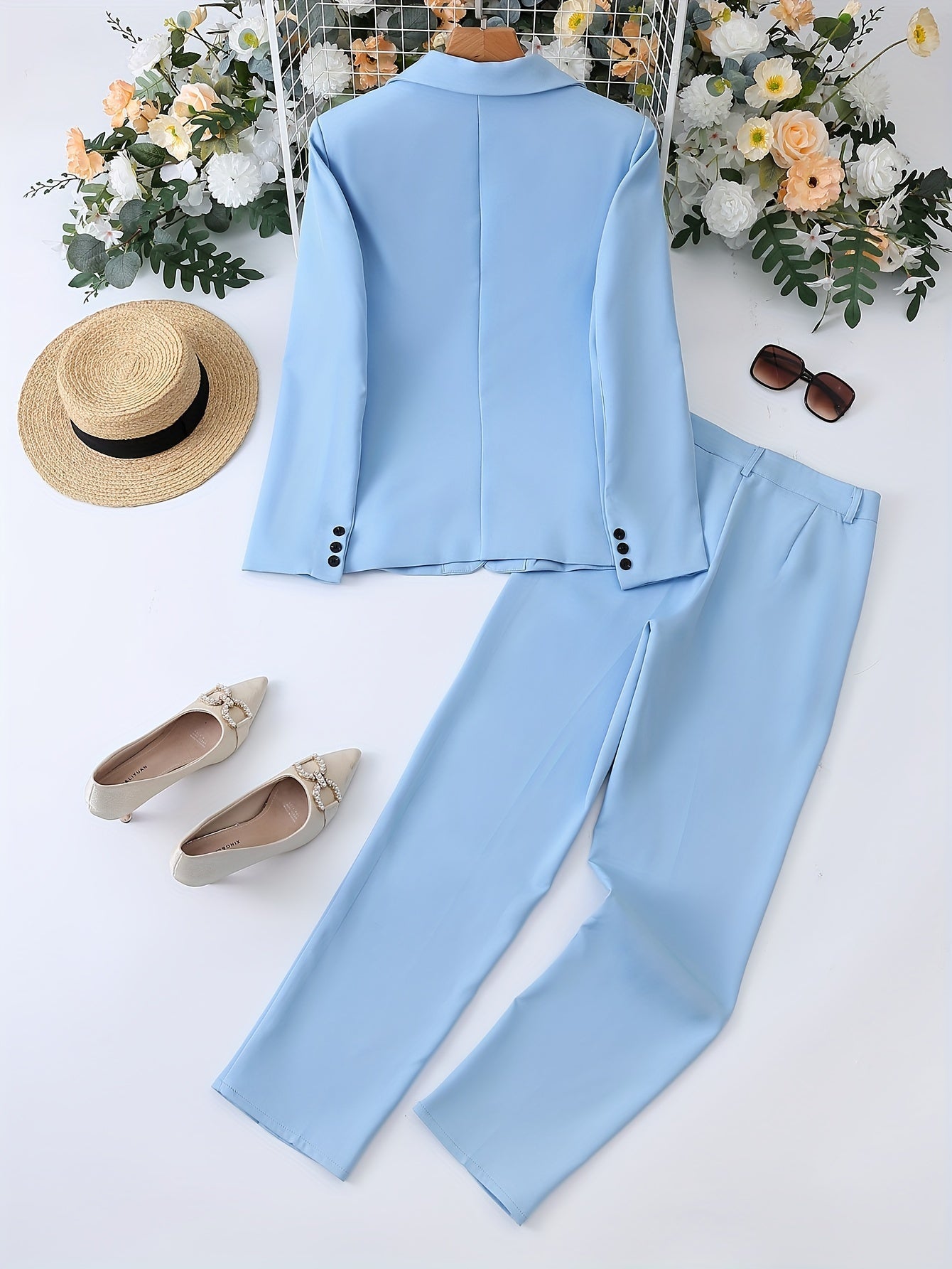 Women's Two Piece Set | Notch Lapels, One-Button Blazer