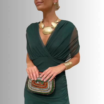 Women’s Dress | Draped V Neck Maxi 10