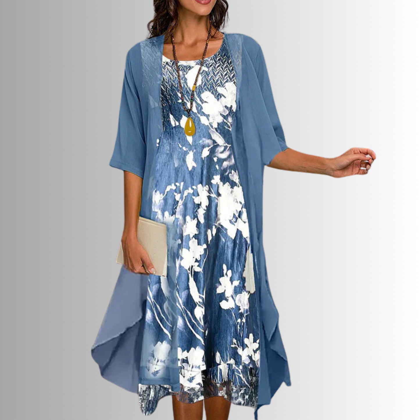 Women's Dress | Layered Open Front Midi 0