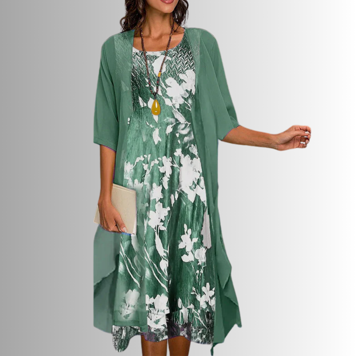 Women's Dress | Layered Open Front Midi 1
