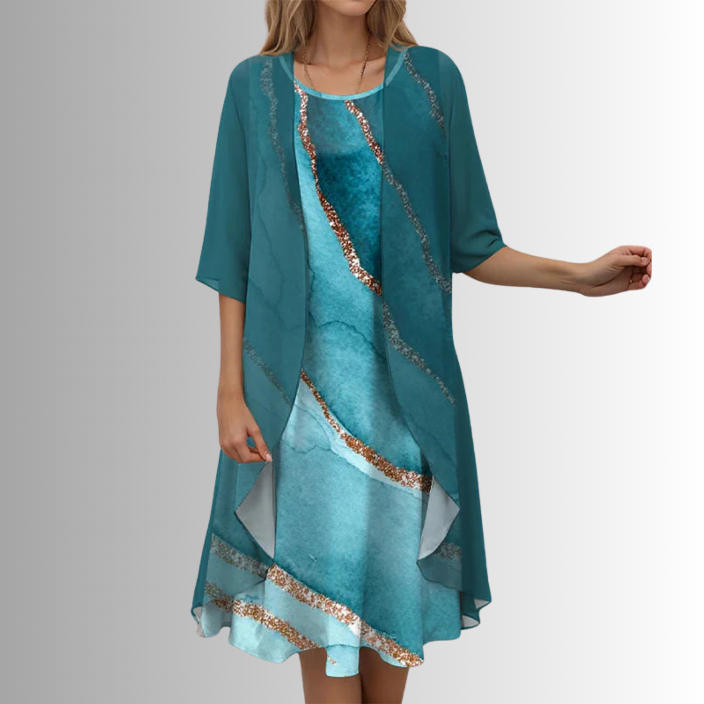 Women's Dress | Layered Open Front Midi 2