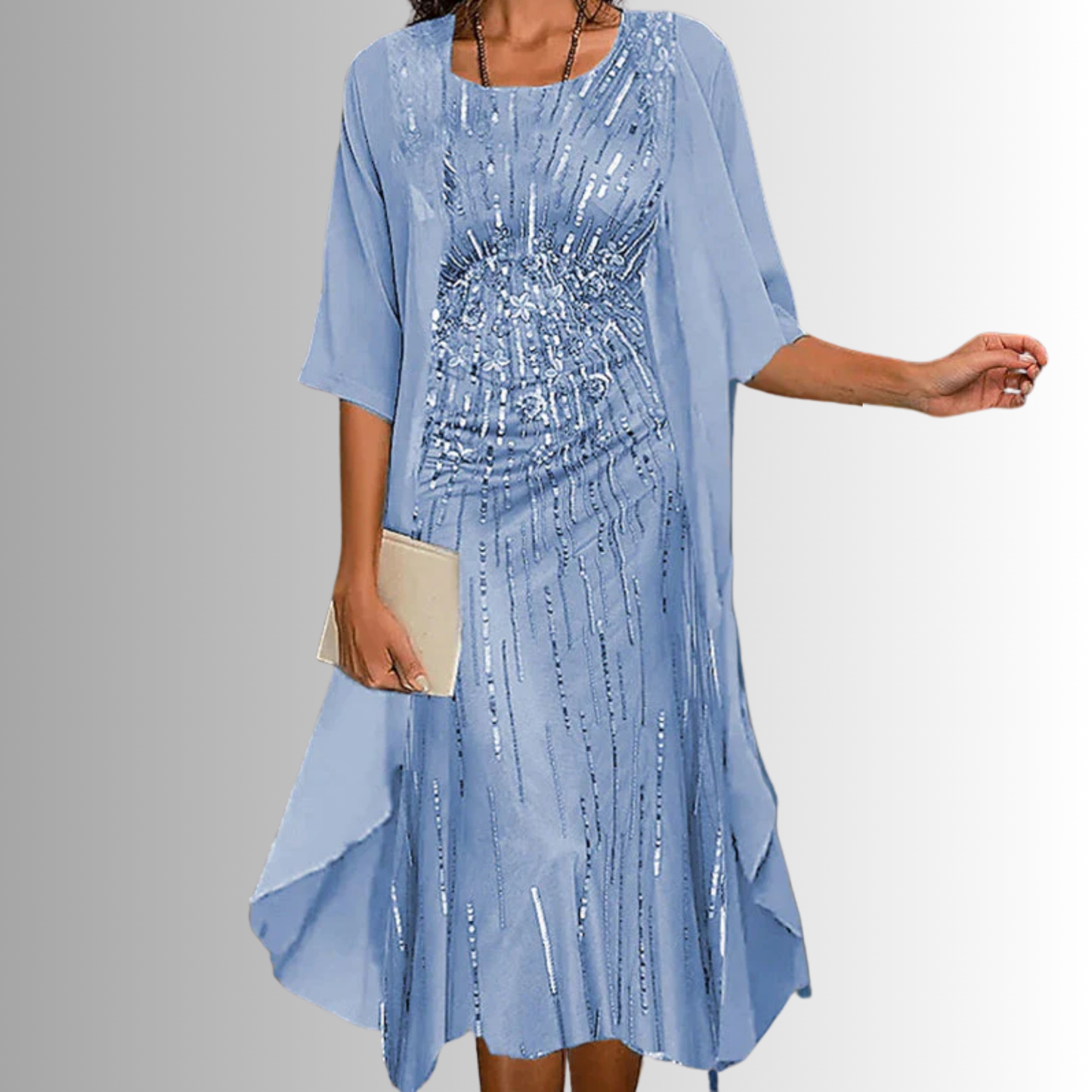 Women's Dress | Layered Open Front Midi 3