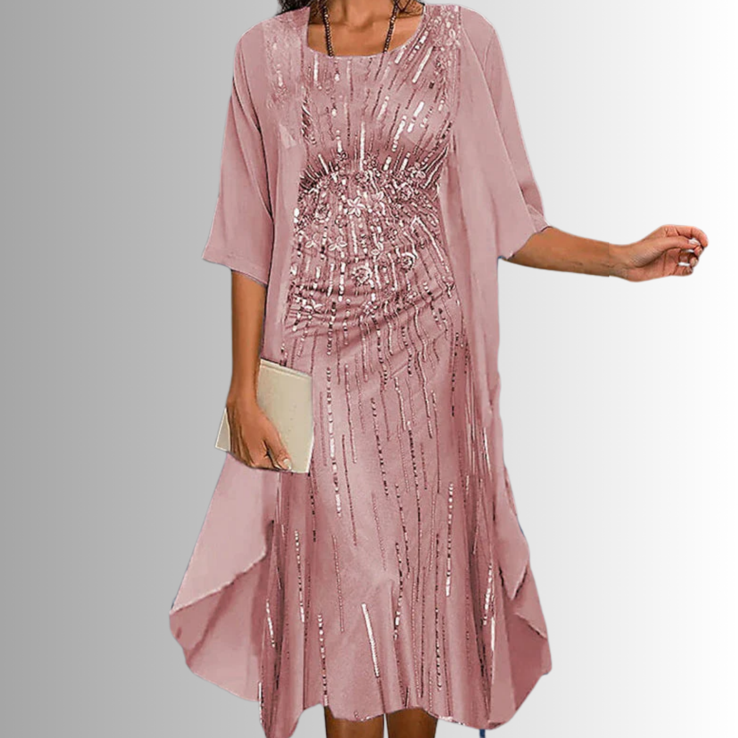 Women's Dress | Layered Open Front Midi 4
