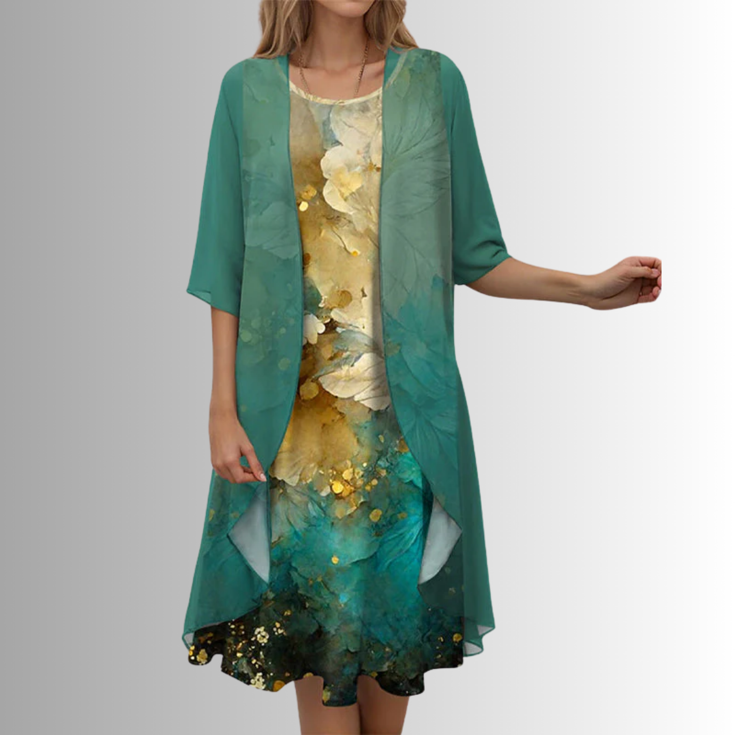 Women's Dress | Layered Open Front Midi 5