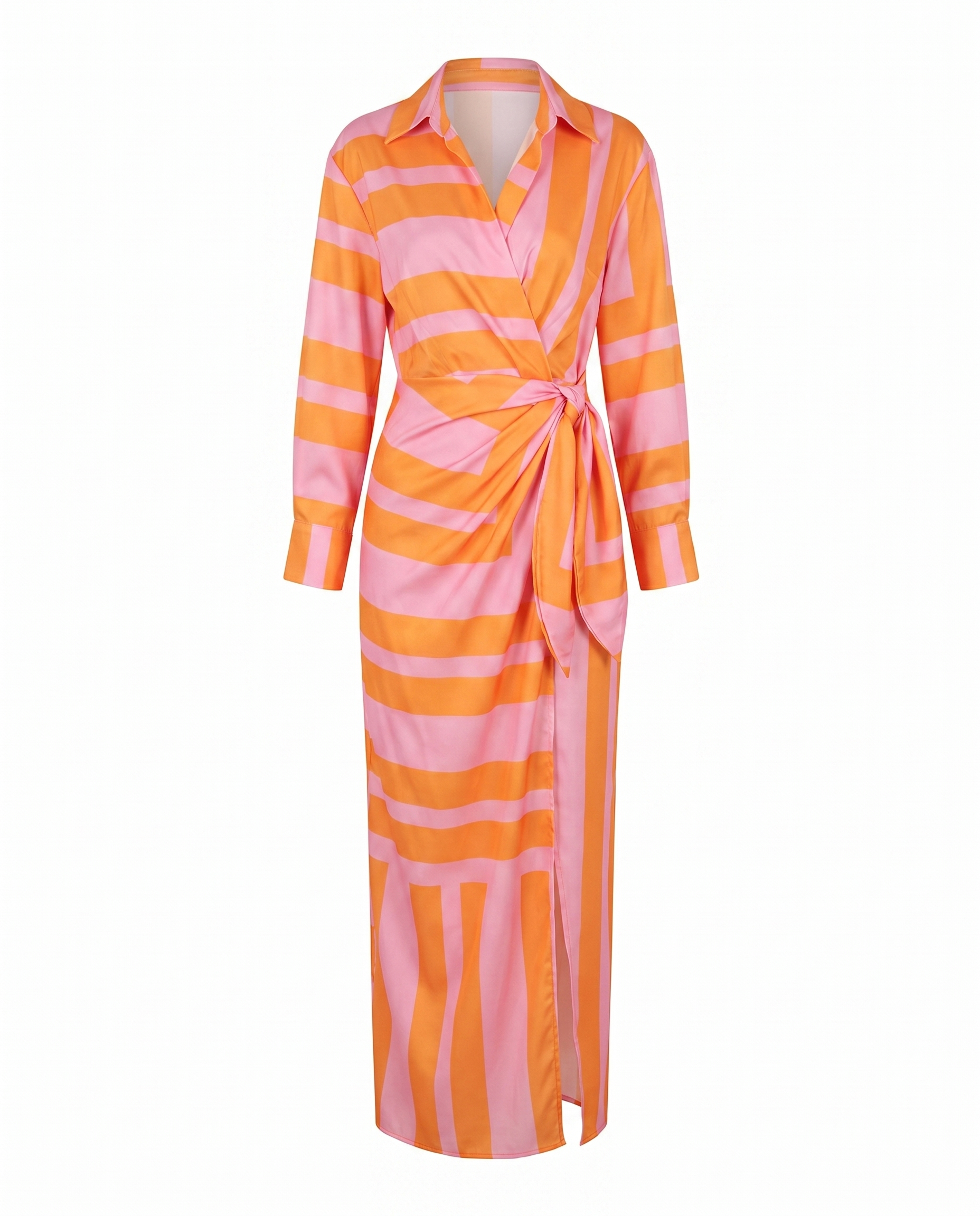 Women's Dress | Leaf Print Maxi Wrap V-Neck 8
