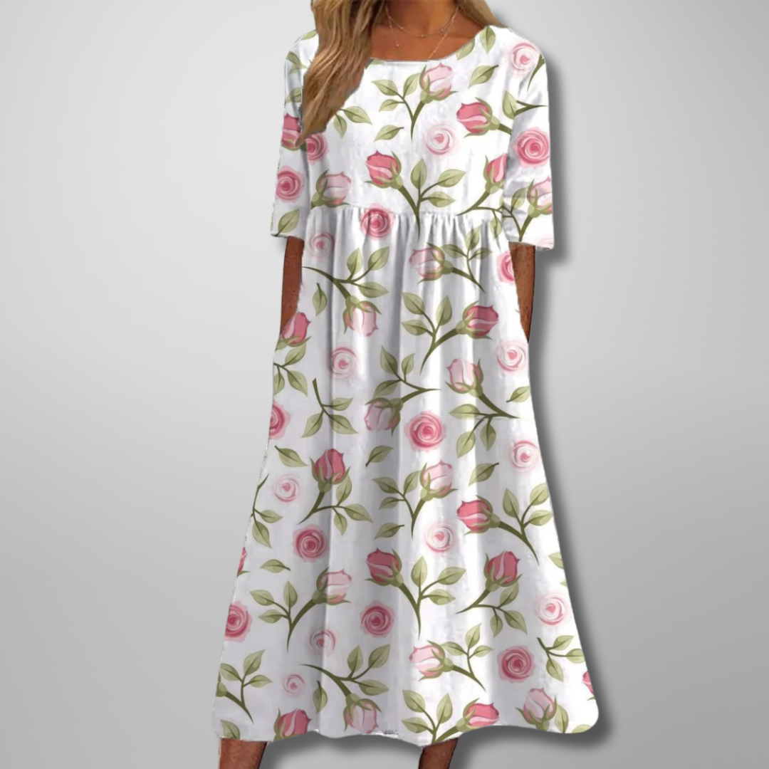 Women's Dress | Short Sleeve Loose Fit Midi 7